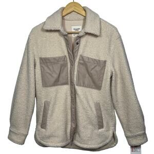 Abercrombie & Fitch Cream Faux Fur Sherpa Utility Teddy Jacket Coat Womens Sz XS